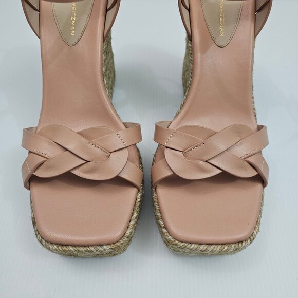 Stuart Weitzman Braida Max Wedge Womens 7 Tan Leather Espadrille Sandal NEW - Picture 5 of 14